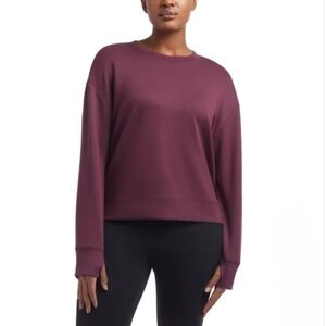 Danskin Sweatshirt Luxe Long Sleeved Crewneck Size Small Solid Burgandy Plum